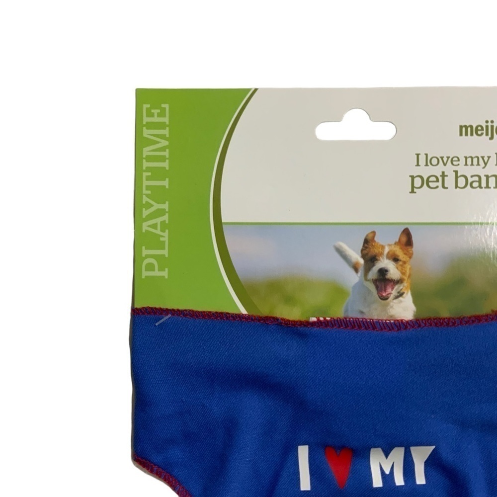 Dog Bandanna I LOVE MY HUMAN  Adjustable Tie On Patriotic Blue XS/S - Picture 3 of 7